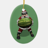 Santa Claus mit großer Wassermelone Keramikornament (Vorne)