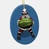 Santa Claus mit großer Wassermelone Keramikornament (Hinten)