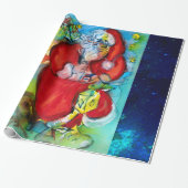 SANTA CLAUS MIT LANTERIN IN CHRISTMAS NACHT GESCHENKPAPIER (Ungerollt)