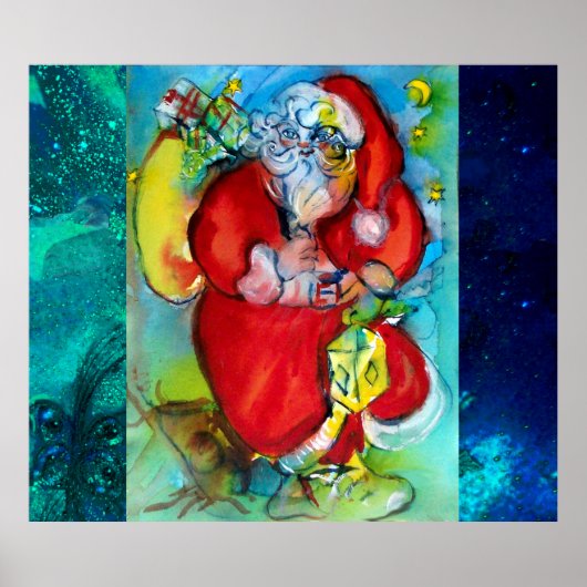 SANTA CLAUS MIT LANTERIN IN CHRISTMAS NACHT POSTER (Vorne)
