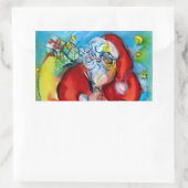 SANTA CLAUS MIT LANTERIN IN DER CHRISTMAS-NACHT RECHTECKIGER AUFKLEBER (Tasche)