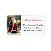Santa Claus mit Lattern-Label Adressaufkleber (Vorne)