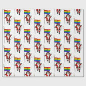 Santa Claus mit Regenbogenflagge Geschenkpapier (Flach)