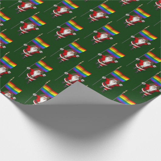 Santa Claus mit Regenbogenflagge Geschenkpapier (Ecke)