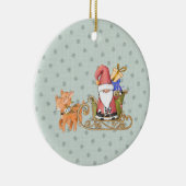 Santa Claus mit Rentier und Sleigh Custom Keramik Ornament (Rechts)