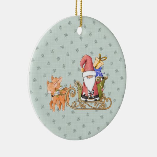 Santa Claus mit Rentier und Sleigh Custom Keramik Ornament (Rechts)