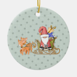 Santa Claus mit Rentier und Sleigh Custom Keramik Ornament