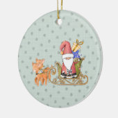 Santa Claus mit Rentier und Sleigh Custom Keramik Ornament (Links)