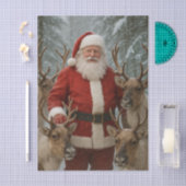 Santa Claus mit Rentieren in schneebedeckten Weihn Seidenpapier (Handwerk)