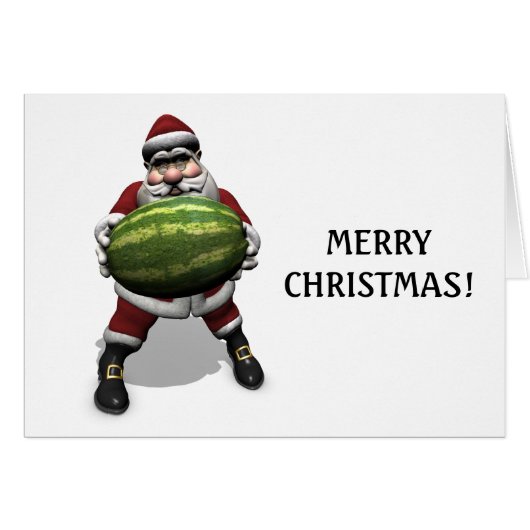 Santa Claus mit riesiger Wassermelone (Vorderseite (Horizontal))