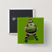 Santa Claus mit riesiger Wassermelone Button (Vorne & Hinten)