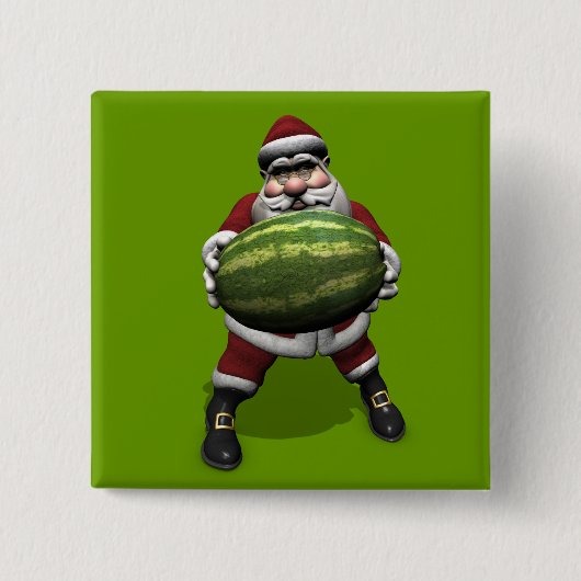 Santa Claus mit riesiger Wassermelone Button (Vorderseite)