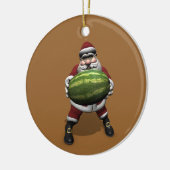 Santa Claus mit riesiger Wassermelone Keramik Ornament (Links)