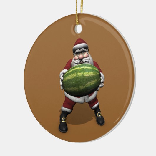 Santa Claus mit riesiger Wassermelone Keramik Ornament (Links)