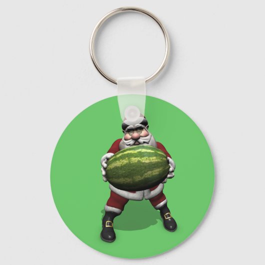 Santa Claus mit riesiger Wassermelone Schlüsselanhänger (Vorderseite)