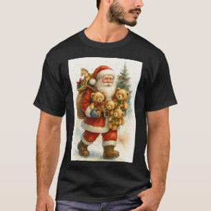 Santa Claus mit Teddybären Weihnachten T-Shirt