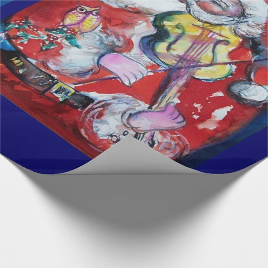 SANTA CLAUS MIT VIOLIN/CHRISTMAS BAUM UND BALOON GESCHENKPAPIER (Ecke)