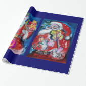 SANTA CLAUS MIT VIOLIN/CHRISTMAS BAUM UND BALOON GESCHENKPAPIER (Ungerollt)