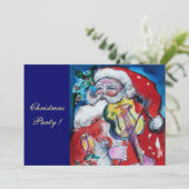 SANTA CLAUS MIT VIOLIN, CHRISTMAS PARTY EINLADUNG (Stehend Vorderseite)