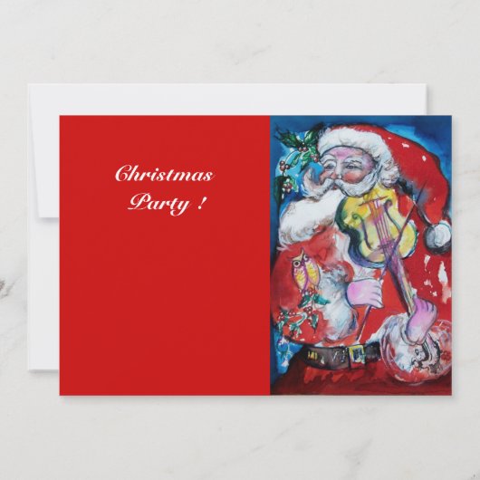 SANTA CLAUS MIT VIOLIN, CHRISTMAS PARTY EINLADUNG (Rückseite)