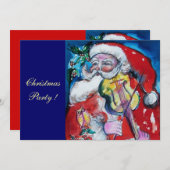 SANTA CLAUS MIT VIOLIN, CHRISTMAS PARTY EINLADUNG (Vorne/Hinten)