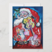 SANTA CLAUS MIT VIOLIN, CHRISTMAS PARTY EINLADUNG (Vorderseite)