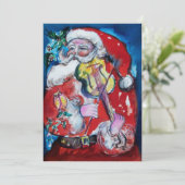 SANTA CLAUS MIT VIOLIN, CHRISTMAS PARTY EINLADUNG (Stehend Vorderseite)