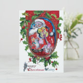 SANTA CLAUS MIT VIOLIN - CHRISTMAS PARTY EINLADUNG (Stehend Vorderseite)