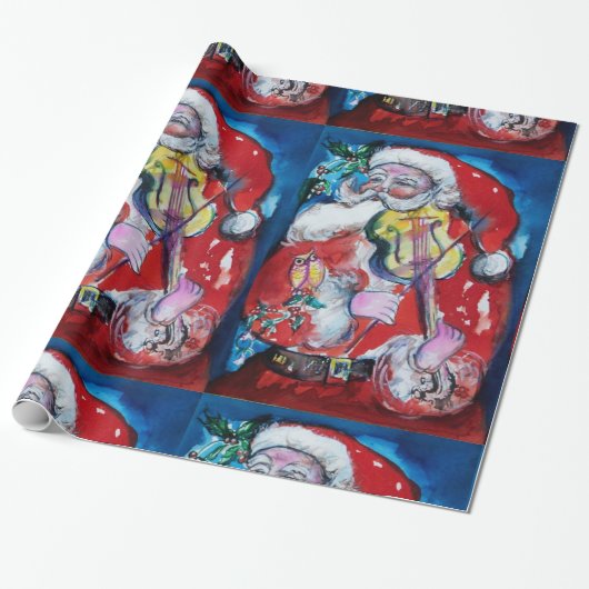 SANTA CLAUS MIT VIOLIN GESCHENKPAPIER (Ungerollt)