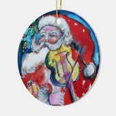 SANTA CLAUS MIT VIOLIN, MUSIK CHRISTMAS Red Ruby Keramikornament (Links)