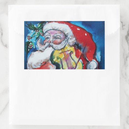 SANTA CLAUS MIT VIOLIN RECHTECKIGER AUFKLEBER (Tasche)
