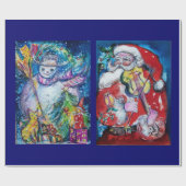 SANTA CLAUS MIT VIOLIN/SNOWMAN UND XMAS TREM GESCHENKPAPIER (Flach)