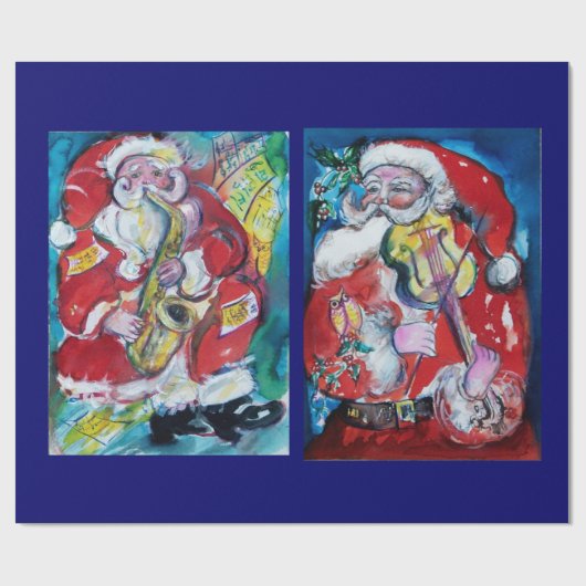 SANTA CLAUS MIT VIOLIN UND SAX GESCHENKPAPIER (Flach)