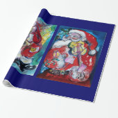 SANTA CLAUS MIT VIOLIN UND SAX GESCHENKPAPIER (Ungerollt)