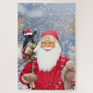 Santa Claus mit Weihnachtsgeschenken Französische Puzzle
