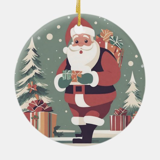 Santa Claus Mitte des Jahrhunderts Keramik Ornament (Hinten)