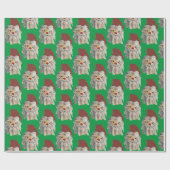 Santa Claus Modern Green Geschenkpapier (Flach)