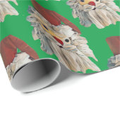 Santa Claus Modern Green Geschenkpapier (Rolleneckpunkt)