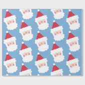 Santa Claus Modern Minimalistisch Blue Geschenkpapier (Flach)
