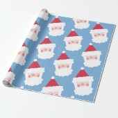 Santa Claus Modern Minimalistisch Blue Geschenkpapier (Ungerollt)