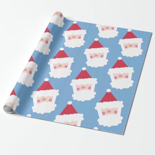 Santa Claus Modern Minimalistisch Blue Geschenkpapier (Ungerollt)