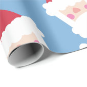 Santa Claus Modern Minimalistisch Blue Geschenkpapier (Rolleneckpunkt)