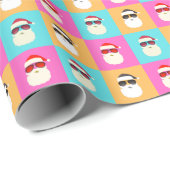 Santa Claus moderne neon multicolor Foto Collage Geschenkpapier (Rolleneckpunkt)