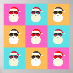 Santa Claus moderne neon multicolor Foto Collage Poster