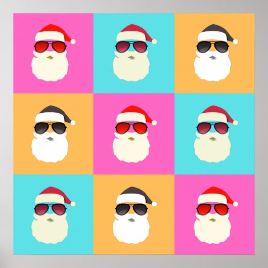 Santa Claus moderne neon multicolor Foto Collage Poster (Vorne)