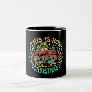 Santa Claus Monster Truck Jungen Weihnachten Chris Zweifarbige Tasse