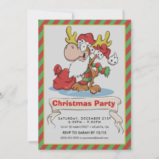Santa Claus Moose Cartoon Illustration Einladung