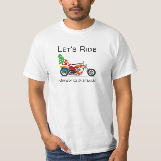 Santa Claus Motorrad Lasse Ride Frohe Weihnachten T-Shirt (Vorderseite)