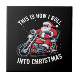 Santa Claus Motorrad Motorbike Weihnachten Essenti Fliese
