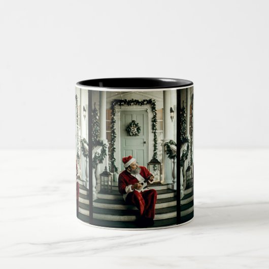 Santa Claus Musik Zweifarbige Tasse (Mittel)